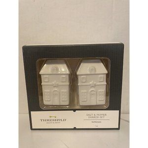 2pc Earthenware House Salt & Pepper Shaker Set White Threshold New in Box